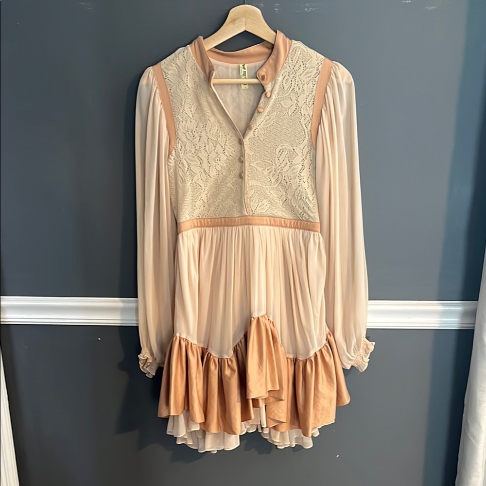 Free People Elegant Lace and Chiffon Dress